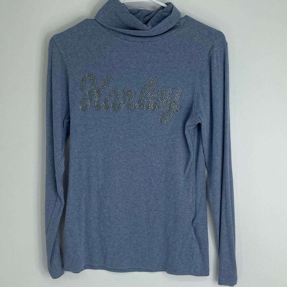 Harley Davidson Women’s Blue Turtleneck Sweater Sequins Size Large